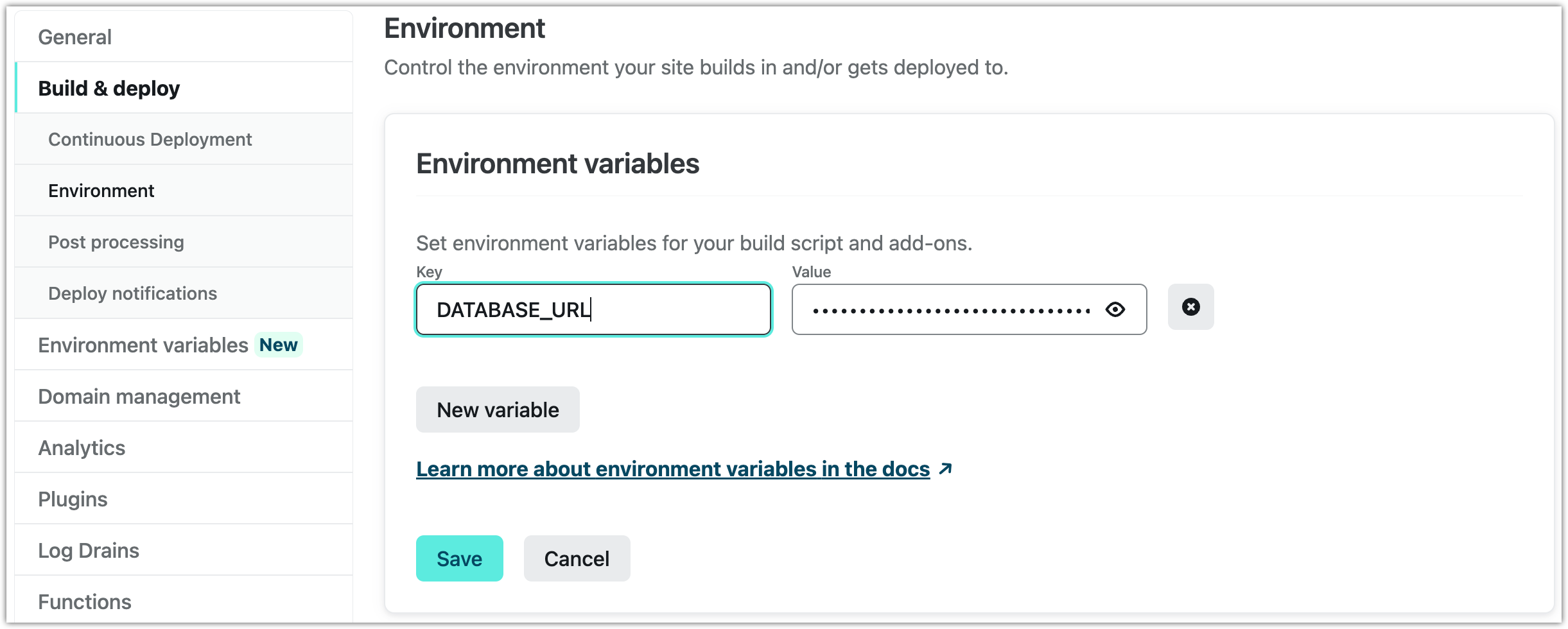 Netlify environment variables