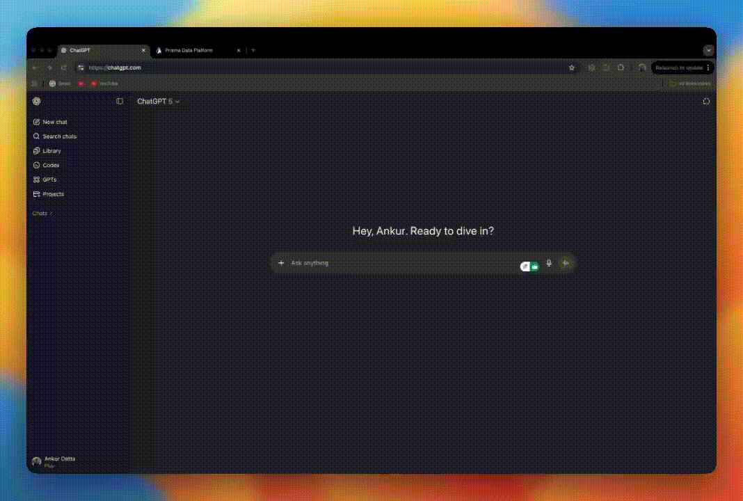 Using the remote Prisma MCP server in ChatGPT